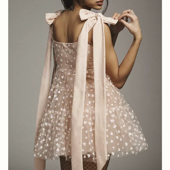 Geisha Designs// Heart Square-Neck Fit & Flare Tulle Mini Dress, 12 - Picture 2 of 4